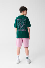 thumbnail: Groene jongens Shoeby T-shirt van katoen met grafische print, korte mouwen en ronde hals