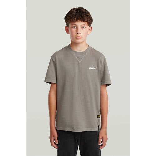 G-STAR T-shirt groen Jongens Katoen Ronde hals Effen