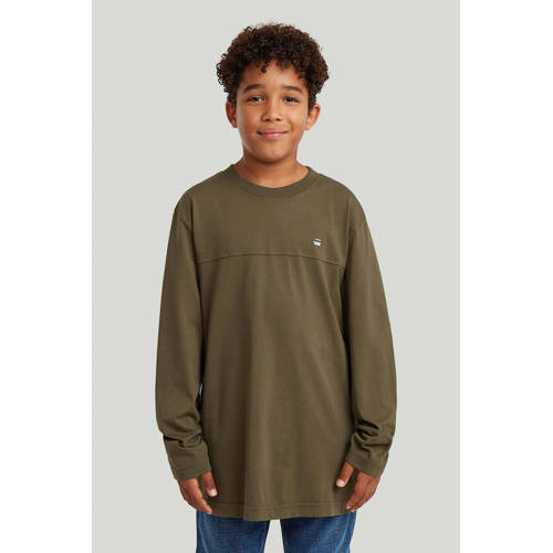 G-STAR longsleeve groen Jongens Katoen Ronde hals Logo