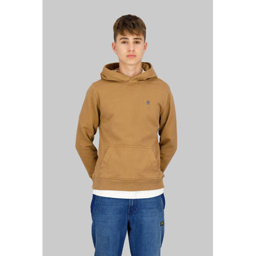 G-STAR hoodie lichtbruin Sweater Jongens Katoen Capuchon Effen - maat 140 afbeelding