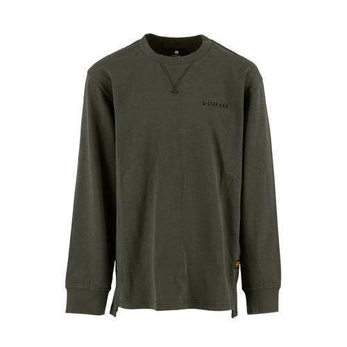 G-STAR longsleeve met backprint olijfgroen Jongens Katoen Ronde hals Backprint - maat 176 afbeelding