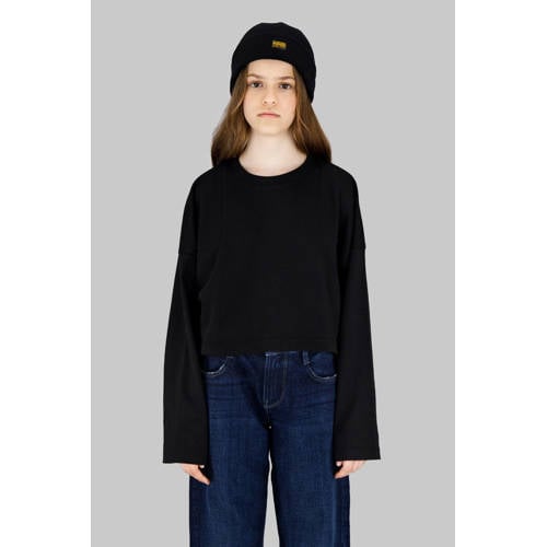 G-STAR longsleeve zwart Meisjes Katoen Ronde hals Effen
