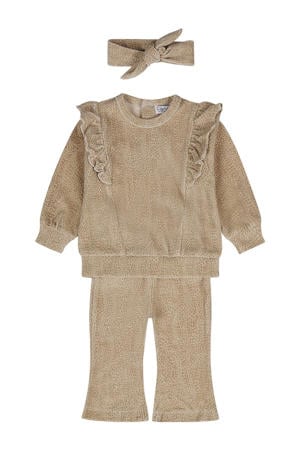 Sweater + broek + haarband beige