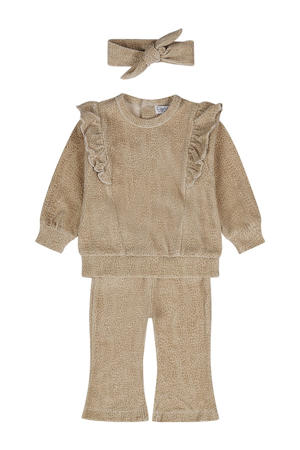 Sweater + broek + haarband beige