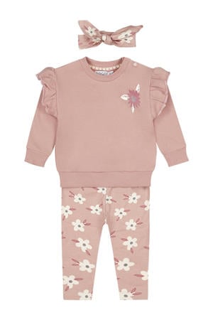 sweater + broek + haarband roze