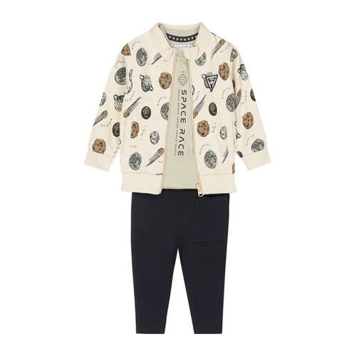 Dirkje jasje + t-shirt + broek ecru/donkerblauw Multi Jongens Stretchkatoen Ronde hals