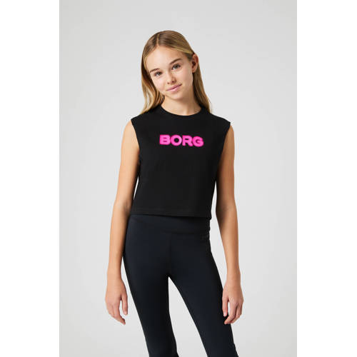 Björn Borg sportshirt zwart Sport t-shirt Meisjes Katoen Ronde hals Logo