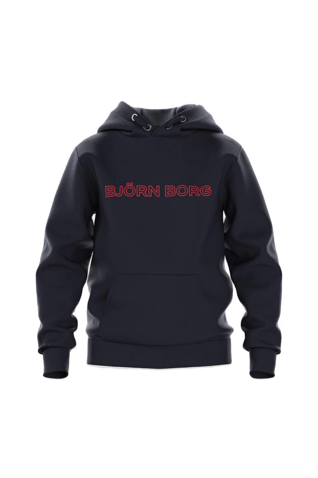 Donkerblauwe jongens Björn Borg hoodie van sweat materiaal met effen, lange mouwen en capuchon