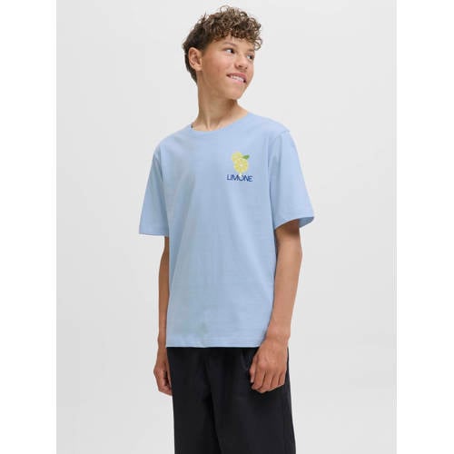 JACK & JONES JUNIOR T-shirt lichtblauw Jongens Katoen Ronde hals Backprint - maat 176 afbeelding