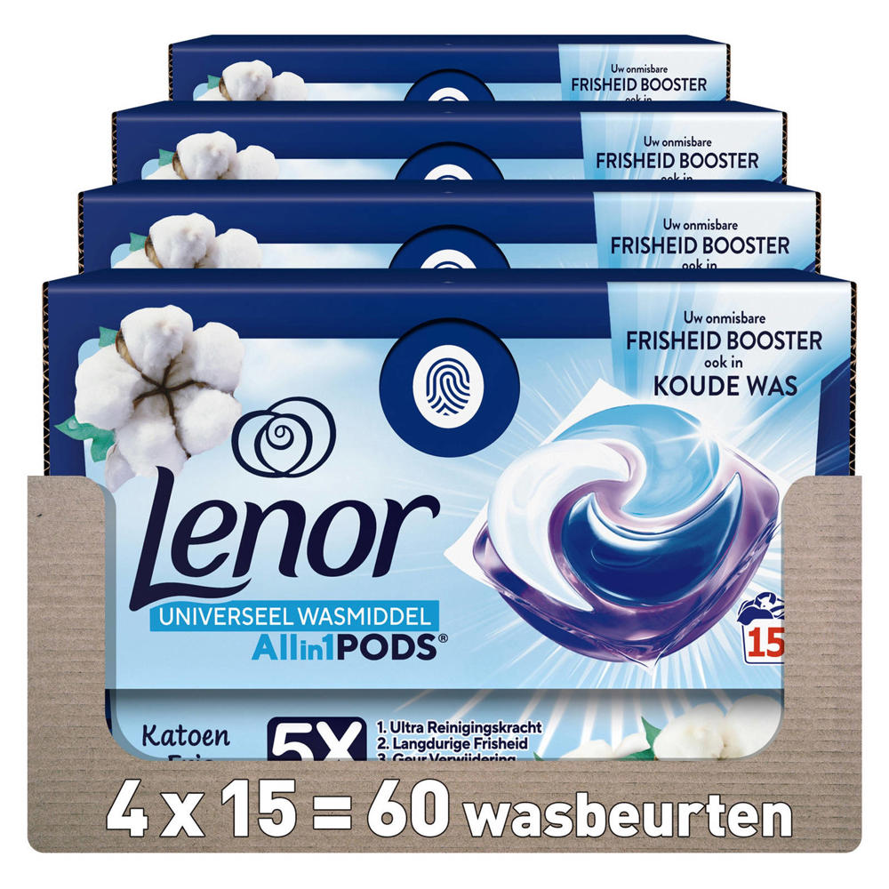 Lenor PODS Wascapsules Katoen Fris - 4 x 15 Wasbeurten - 60 wasbeurten