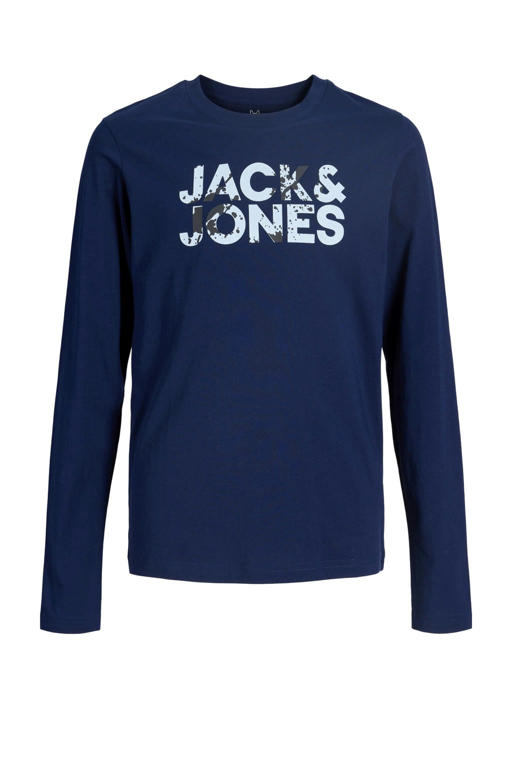 Blauwe jongens JACK & JONES JUNIOR longsleeve van katoen met lange mouwen en ronde hals