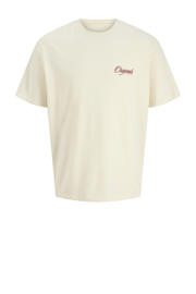 thumbnail: Ecru jongens JACK & JONES JUNIOR T-shirt van katoen met backprint, korte mouwen en ronde hals