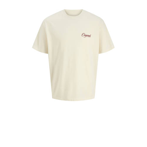 JACK & JONES JUNIOR T-shirt ecru Jongens Katoen Ronde hals Backprint - maat 176 afbeelding