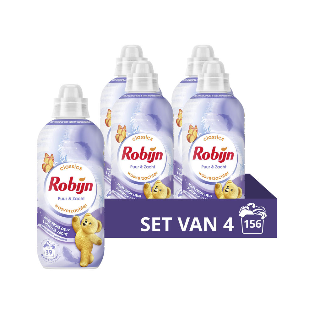 Robijn Classics Puur & Zacht wasverzachter - 4 x 39 wasbeurten - 156 wasbeurten
