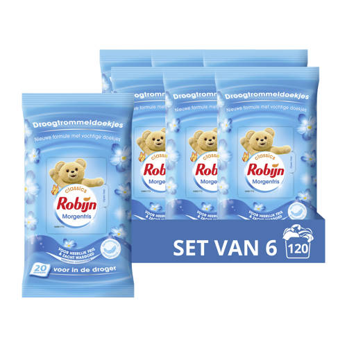 Robijn Classics Morgenfris droogtrommeldoekjes - 6 x 20 stuks afbeelding