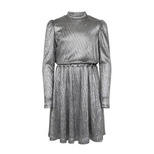 AI&KO korte jurk zilver Meisjes Polyester Opstaande kraag Effen