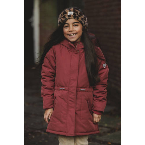 LOOXS little winterjas rood Meisjes Polyester Capuchon Effen