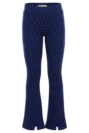 flared casual broek met hartjes donkerblauw