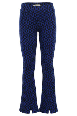 flared casual broek met hartjes donkerblauw