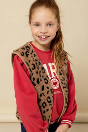 thumbnail: LOOXS little teddy gilet met panterprint bruin
