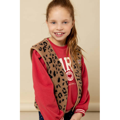 LOOXS little teddy gilet met panterprint bruin Dierenprint - maat 128/134 afbeelding