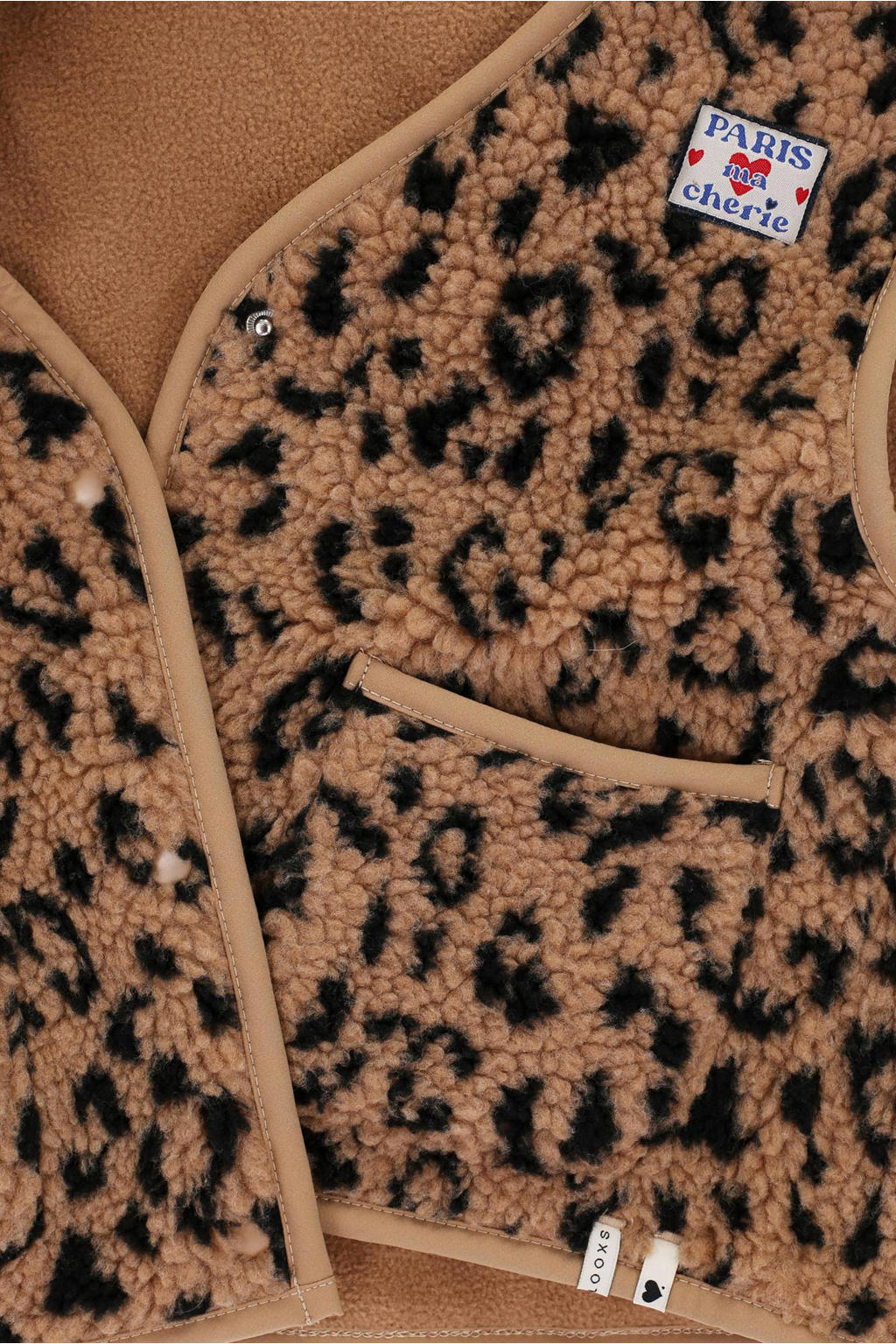 LOOXS little teddy gilet met panterprint bruin