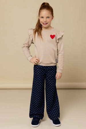 wide leg jeans met hartjes dark blue denim