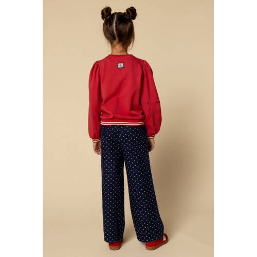 LOOXS little wide leg jeans met hartjes dark blue denim Blauw Hartjes - maat 122 afbeelding
