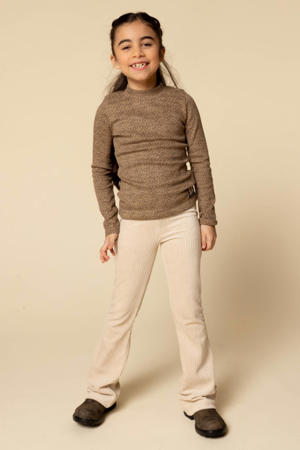 fluwelen flared casual broek beige