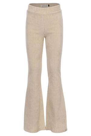 fluwelen flared casual broek beige