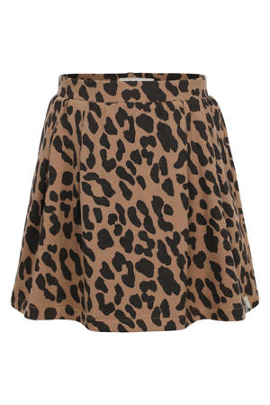 korte rok met panterprint bruin