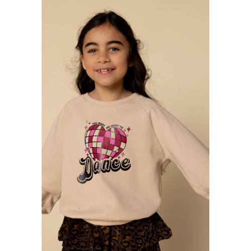 LOOXS little sweater ecru Meisjes Katoen Ronde hals Printopdruk - maat 116 afbeelding