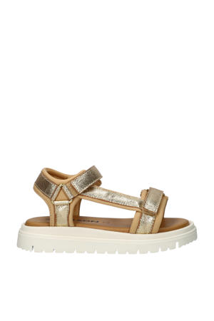 leren sandalen goud