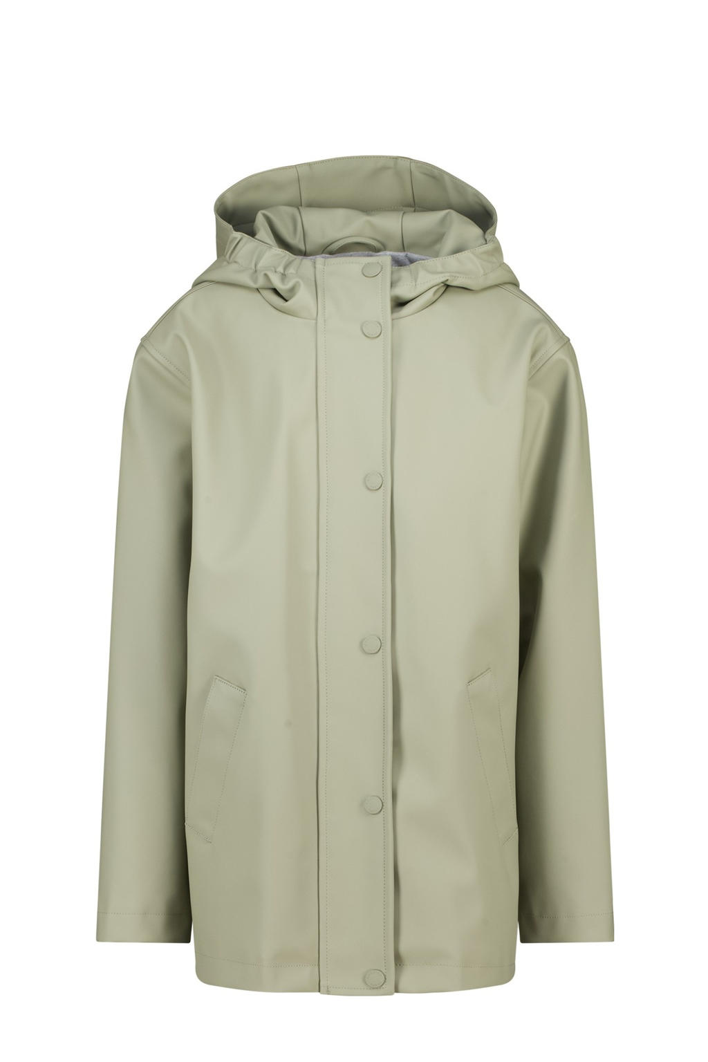 Groene meisjes America Today regenjas van polyester met effen, lange mouwen, capuchon en rits- en knoopsluiting