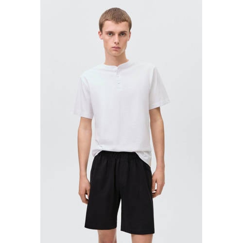 MANGO TEEN shortama wit/zwart Jongens Katoen Ronde hals Effen