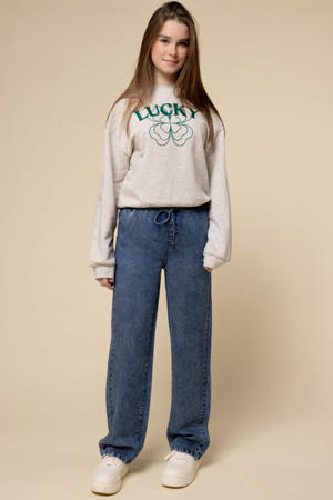 straight leg jeans medium blue denim