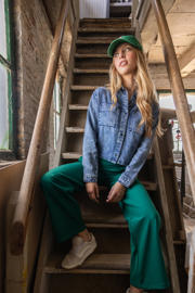 thumbnail: Groene meisjes LOOXS 10sixteen casual broek van polyester met elastische tailleband