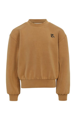 sweater met backprint bruin met glitter