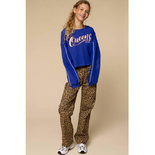 LOOXS 10sixteen casual broek met panterprint bruin Meisjes Katoen Dierenprint - maat 152 afbeelding