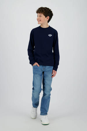 straight leg jeans medium blue denim