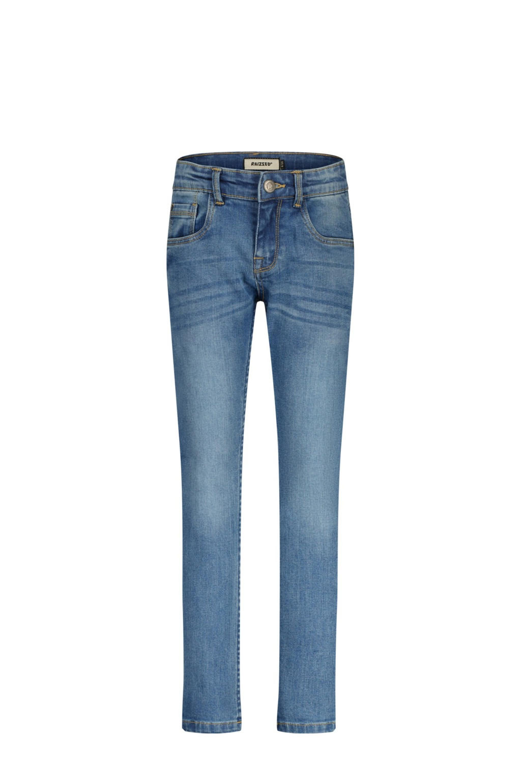 Medium blue denim jongens Raizzed slim fit jeans van stretchdenim met regular waist en effen