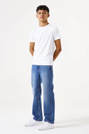 straight leg jeans medium blue denim