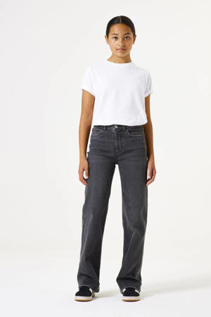 high waist straight leg jeans black denim