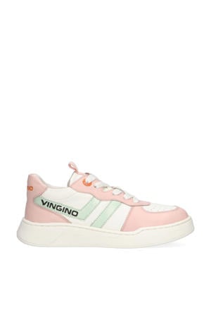 leren sneakers roze/wit