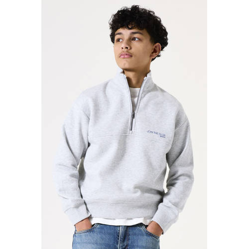 Garcia sweater grijs melange Jongens Katoen Opstaande kraag Printopdruk - maat 128/134 afbeelding