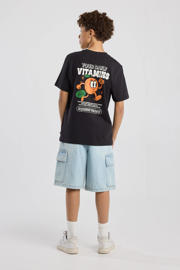 thumbnail: Zwarte jongens America Today T-shirt van katoen met backprint, korte mouwen en ronde hals