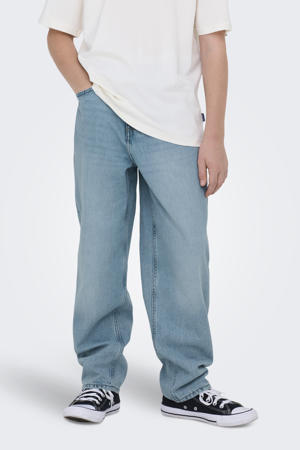 waist loose fit jeans light blue denim