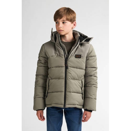 Petrol Industries gewatteerde jas groen Jongens Nylon Capuchon Effen