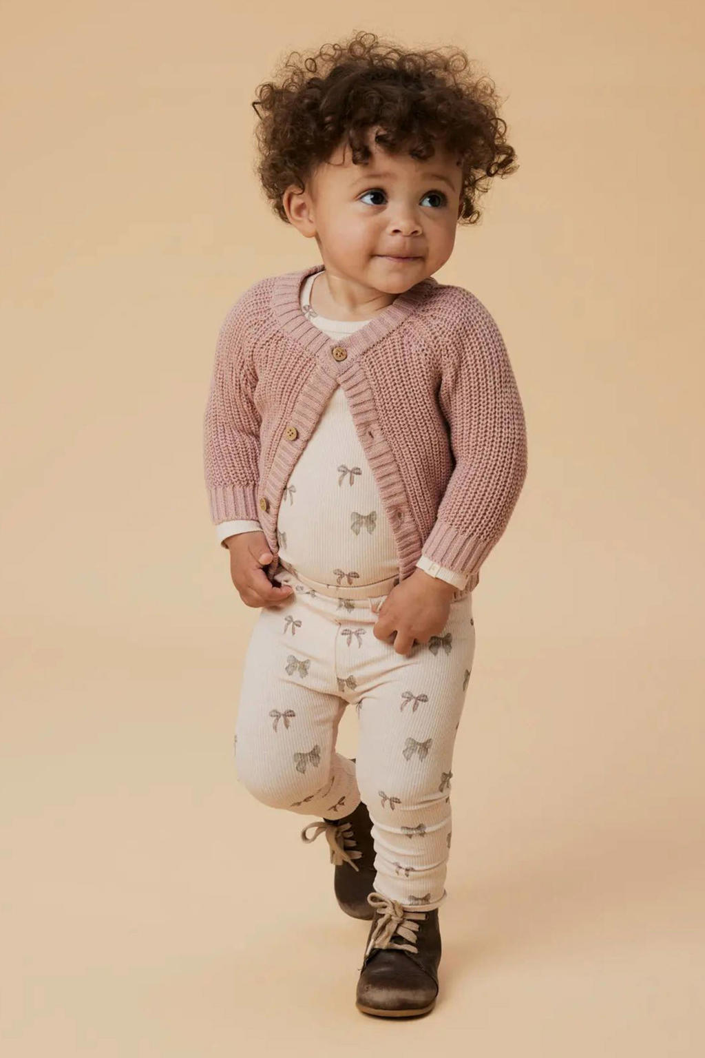 LIL' ATELIER BABY romper met all over print zalmroze