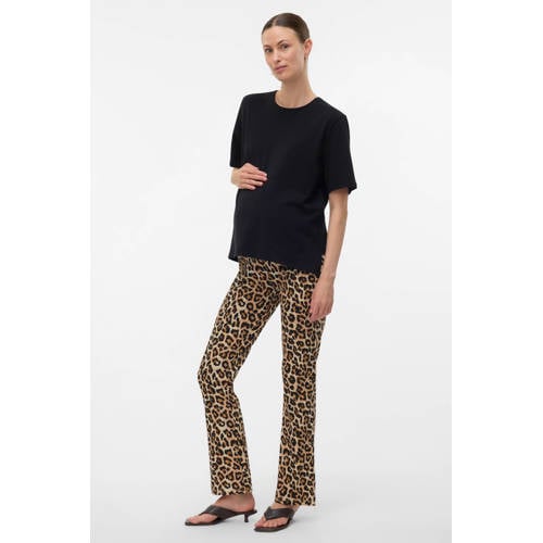 MAMALICIOUS flared high waist zwangerschaps legging bruin Broek Dames Stretchkatoen
